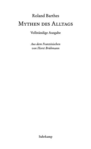 Mythen des Alltags by Roland Barthes cover
