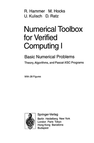 Numerical Toolbox for Verified Computing I