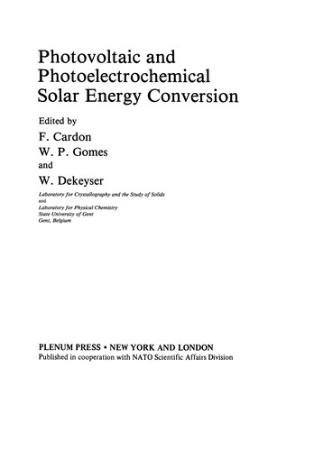 Photovoltaic and Photoelectrochemical Solar Energy Conversion
