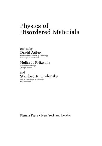 Physics of Disordered Materials