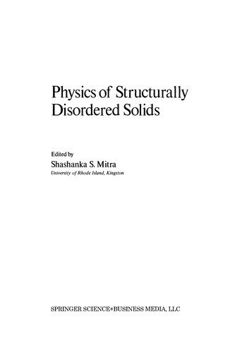 Physics of Structurally Disordered Solids