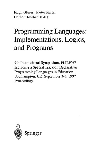 Programming Languages: Implementations, Logics, and Programs