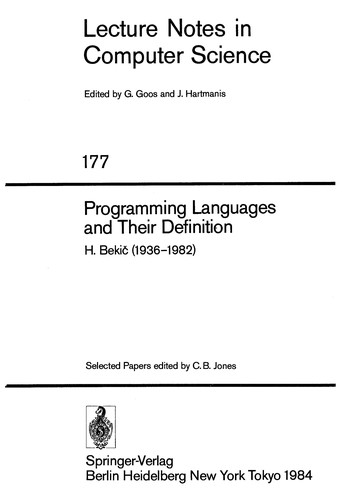Programming languages and their definition