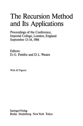 The Recursion Method and Its Applications