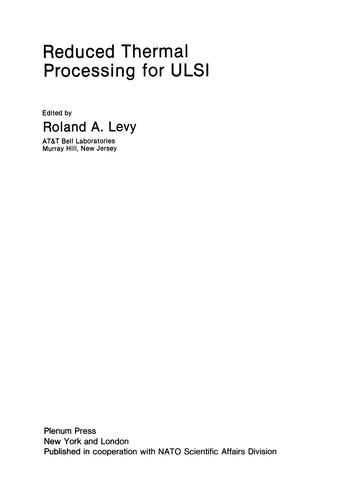 Reduced Thermal Processing for ULSI