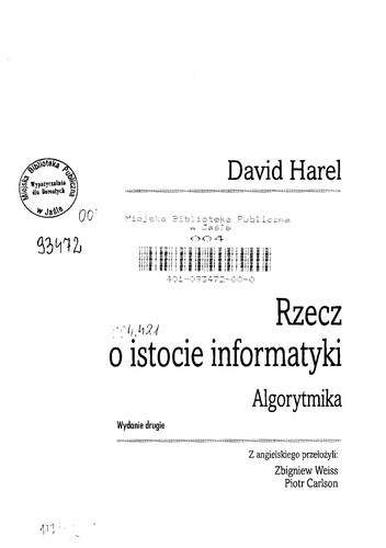 Rzecz o istocie informatyki by David Harel cover