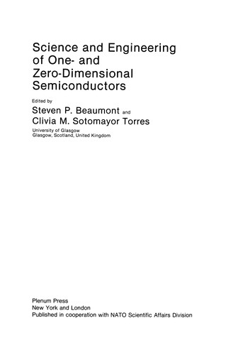 Science and Engineering of One- and Zero-Dimensional Semiconductors