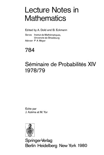 Séminaire de probabilités XIV, 1978/79