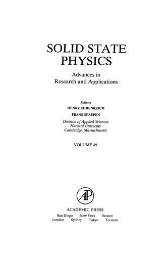 Solid State Physics, Advances in Research and Applications