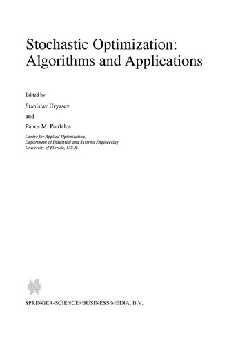 Stochastic Optimization: Algorithms and Applications by Stanislav Uryasev cover