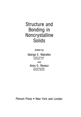 Structure and Bonding in Noncrystalline Solids