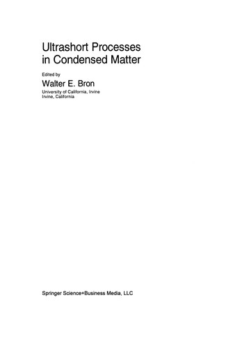 Ultrashort Processes in Condensed Matter
