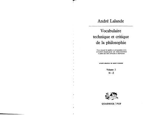 Vocabulaire technique et critique de la philosophie