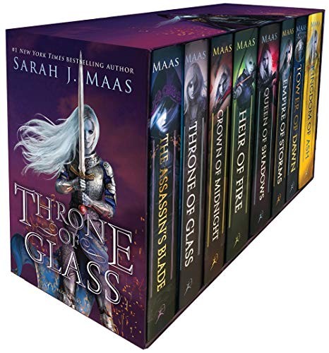 The Assassin's Blade / Throne of Glass / Crown of Midnight / Heir of Fire / Queen of Shadows / Empire of Storms / Tower of Dawn / Kingdom of Ash