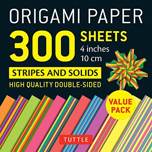 Origami Paper 300 sheets Stripes and Solids 4" : Tuttle Origami Paper