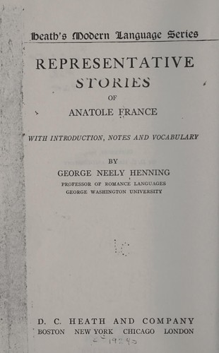Representative stories of Anatole France