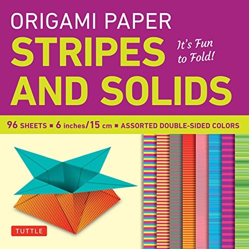 Origami Paper - Stripes and Solids 6" - 96 Sheets : Tuttle Origami Paper : High-Quality Origami Sheets Printed with 8 Different Patterns