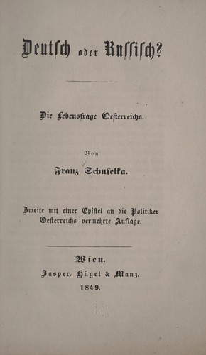 Deutsch oder Russisch? by Franz Schuselka cover