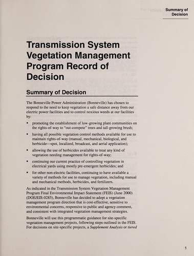 Transmission System Vegetation Management Program