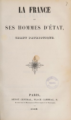 La France et ses hommes d'état by France cover