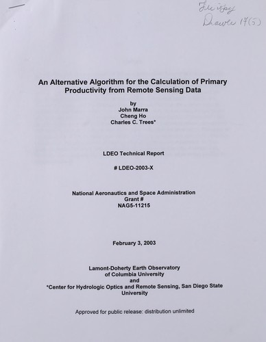 An alternative algorithm for the calculation productivity from remote sensing data