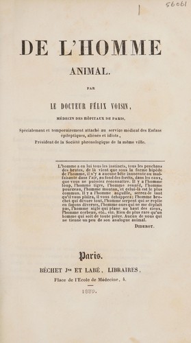 De l'homme animal by F. Voisin cover