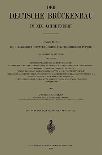 Der Deutsche Brückenbau im Xix. Jahrhundert by Georg Mehrtens cover