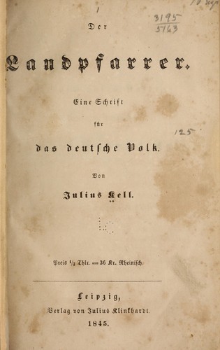 Der landpfarrer by Julius Kell cover