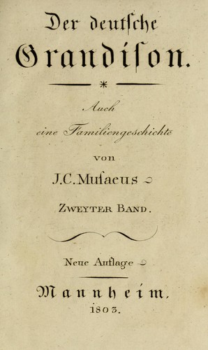 Der deutsche Grandison by Johann Karl August Musa us cover