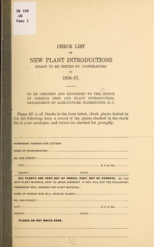 Check list of new plant introductions ready to be tested by cooperators...