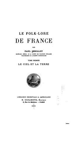 Le folklore de France by Paul Sébillot cover