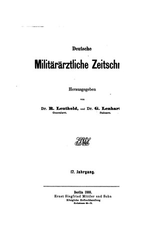 Deutsche militairärztliche Zeitschrift by [name missing] cover