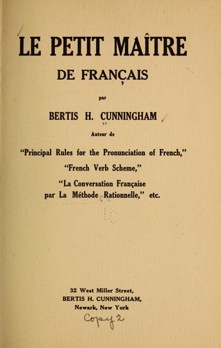 Le petit maître de français by Bertis H. Cunningham cover
