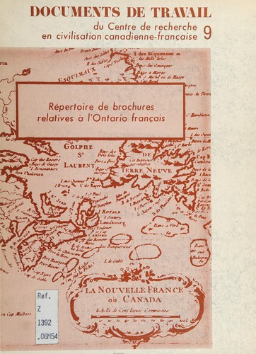 Répertoire de brochures relatives à l'Ontario français by Jean Luc Milette cover
