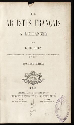 Les artistes français à l'étranger by Dussieux, L. cover