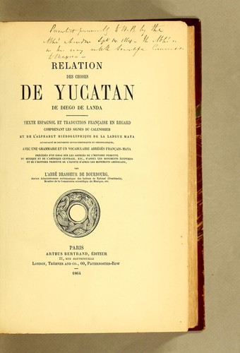 Relation des choses de Yucatan de Diego de Landa by Diego de Landa cover