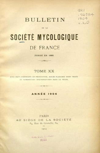 Bulletin trimestriel de la Société mycologique de France by Société mycologique de France cover