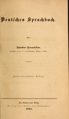 Deutsches sprachbuch by Theodor Vernaleken cover
