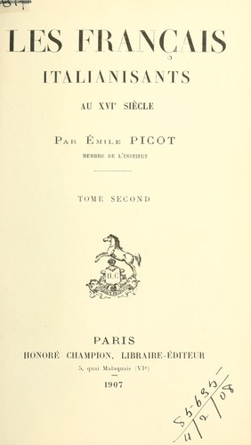 Les Français italianisants au 16e siecle by Émile Picot cover