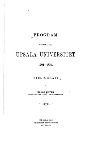 Program utgifna vid Upsala universitet 1701-1854
