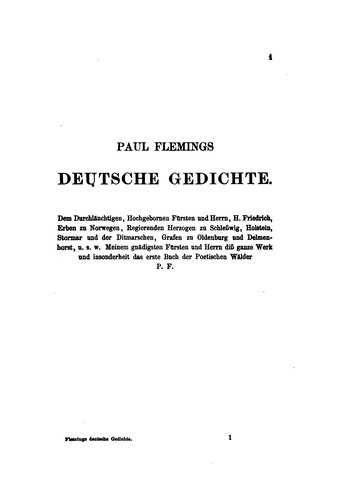 Paul Flemings Deutsche Gedichte by Paul Fleming cover