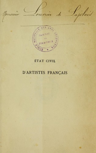 ... Etat civil d'artistes francʹais by Hubert Lavigne cover