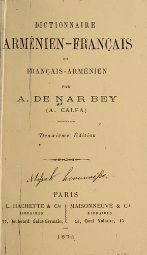 Dictionnaire arménien-français et français-arménien by A. de Nar Bey cover