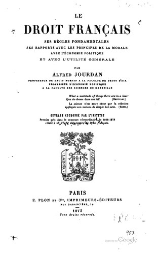 Le droit français, ses règles fondamentales by Alfred Jourdan cover