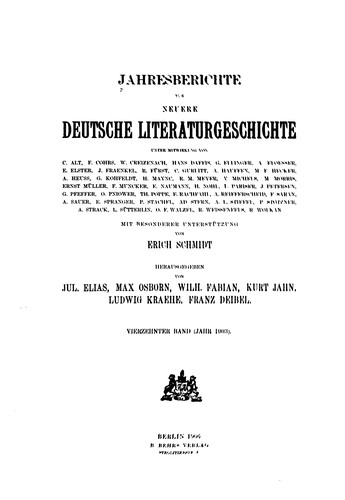 Jahresberichte für neuere deutsche literaturgeschichte ... by Julius Elias cover