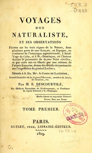 Voyages d'un naturaliste, et ses observations
