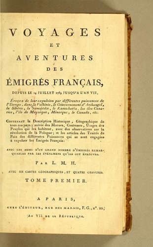 Voyages et aventures des émigrés français, depuis le 14 juillet 1789 jusqu'a l'an VII