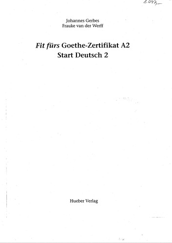 Fit fu rs Goethe-Zertifikat: Start Deutsch by Johannes Gerbes cover