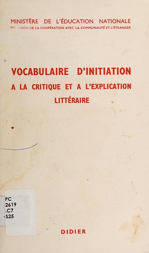 Vocabulaire d'initiation à la critique et à l'explication littéraire