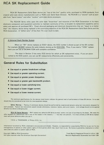 RCA SK series solid state replacement guide